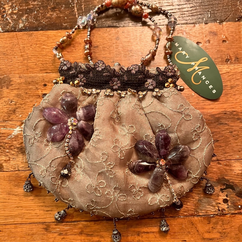 Mary Frances Amethyst Flower Evening Bag
